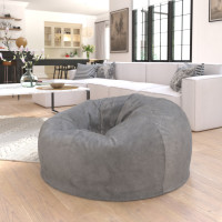Flash Furniture DG-BEAN-LARGE-FUR-GY-GG Duncan Oversized Gray Furry Refillable Bean Bag Chair for All Ages